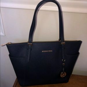 Michael Kors Jet  Large Leather Tote Admiral Navy